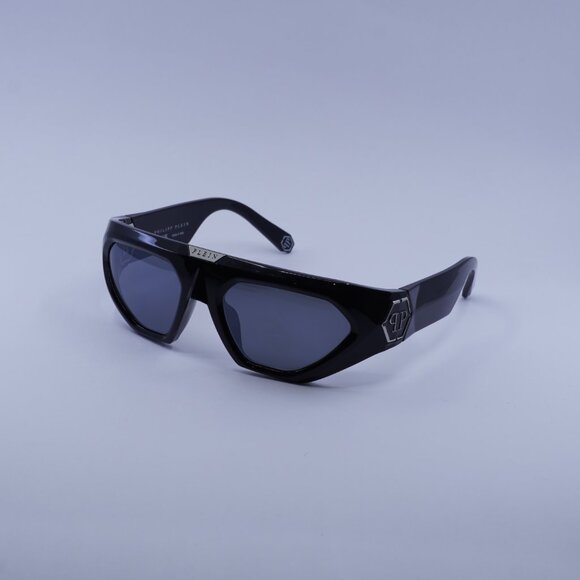 Philipp Plein SPP153 Z42X Sunglasses Black Geometric Frame, Grey Lenses - Picture 8 of 10